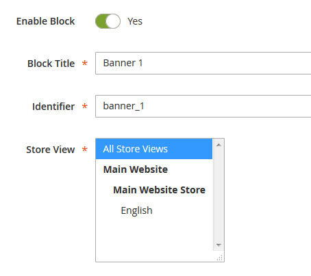 add cms static block magento