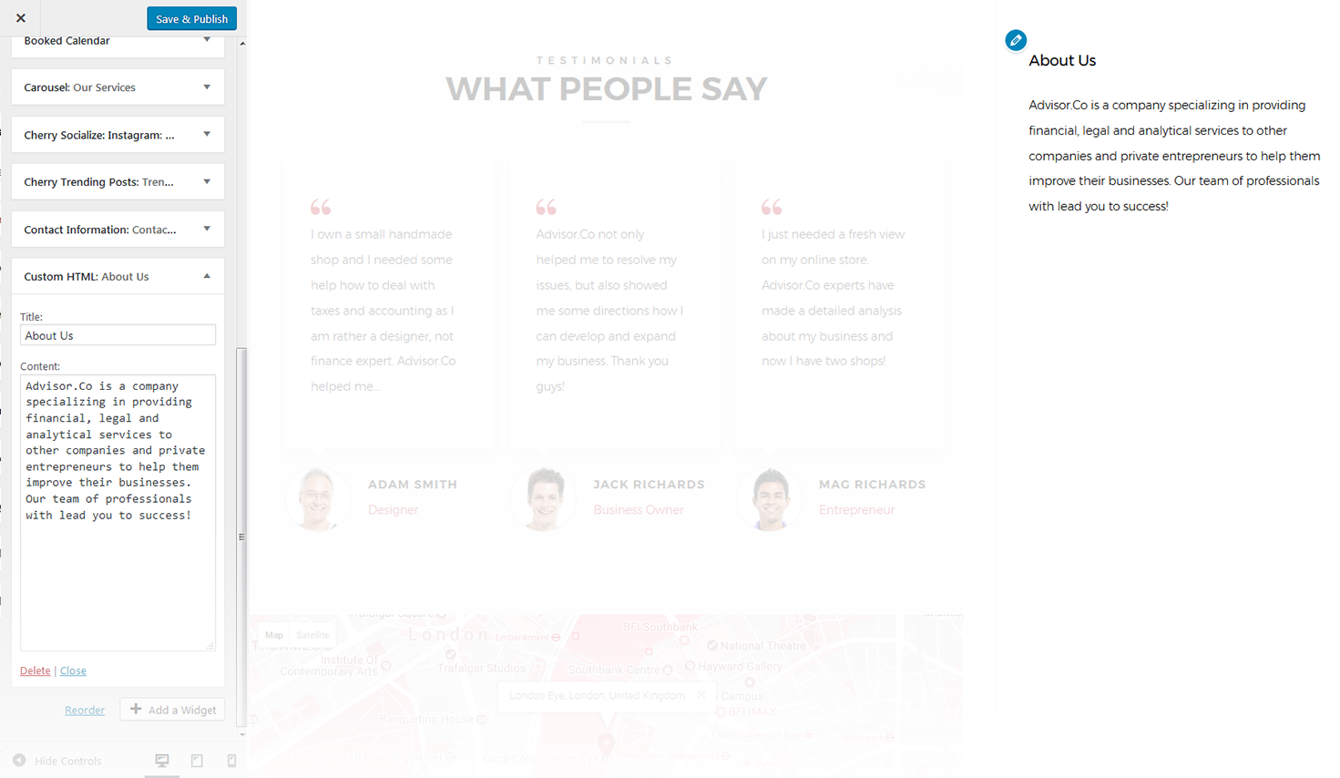 Menu Settings Screen