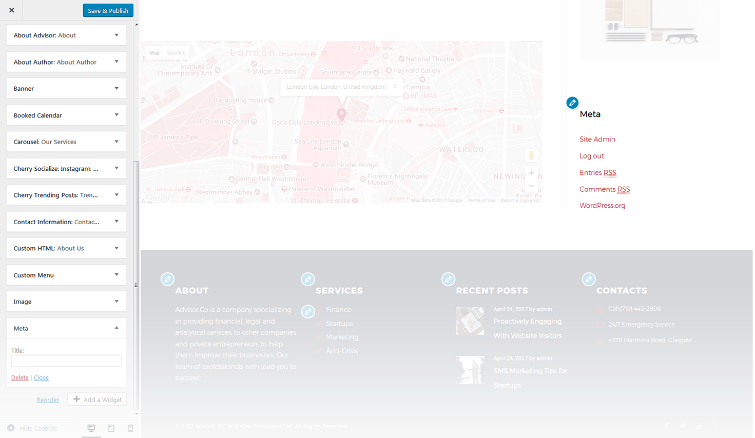 Menu Settings Screen