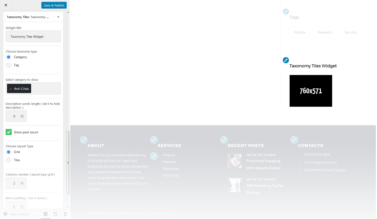 Menu Settings Screen