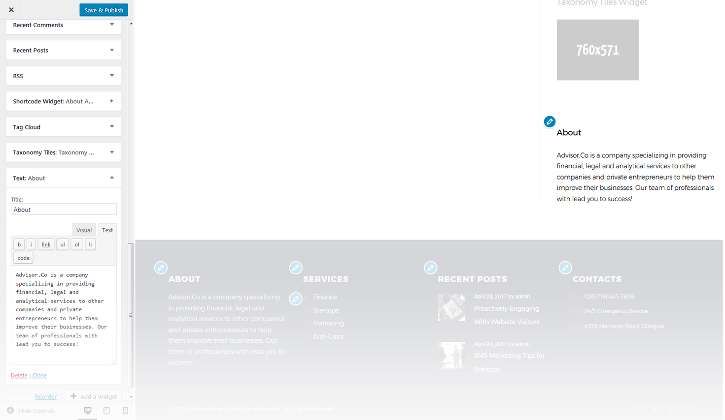 Menu Settings Screen