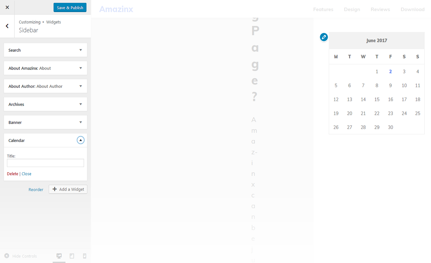 Menu Settings Screen