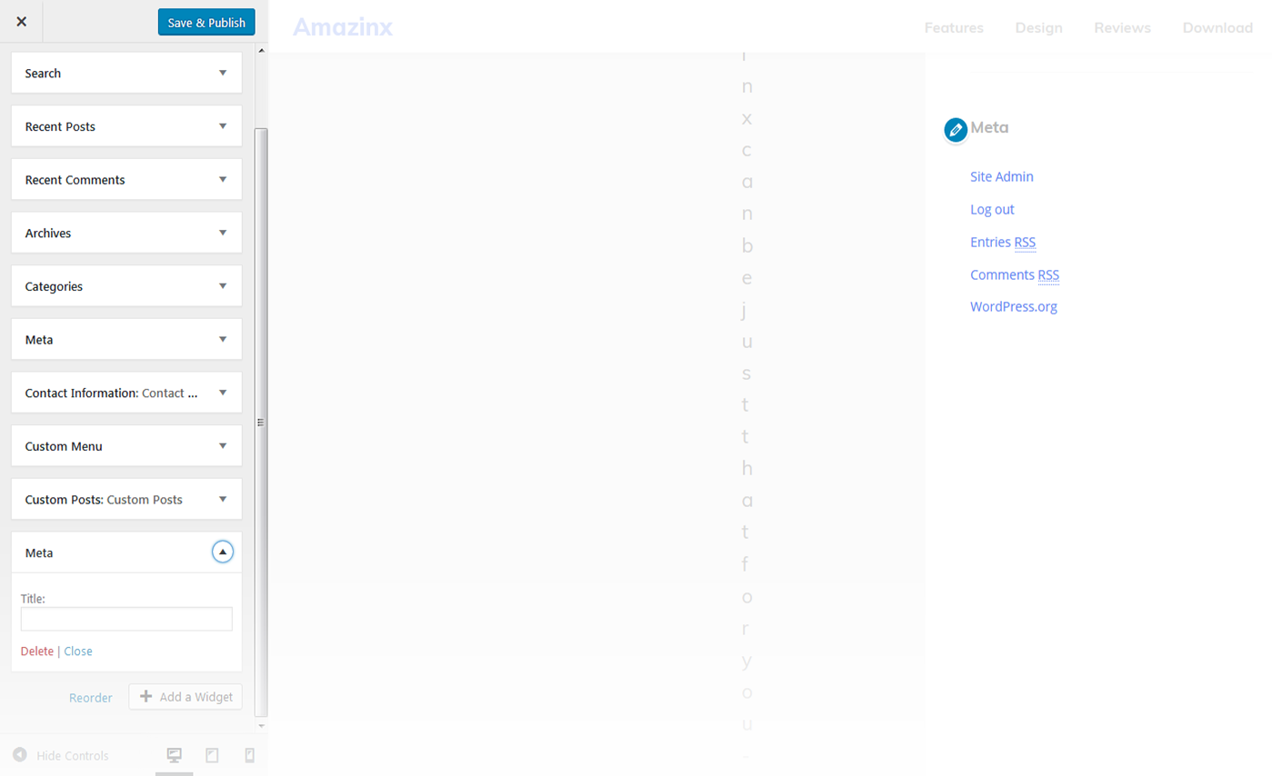 Menu Settings Screen