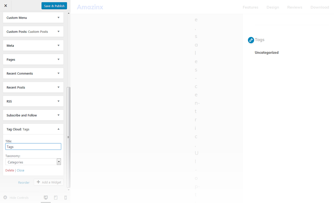Menu Settings Screen