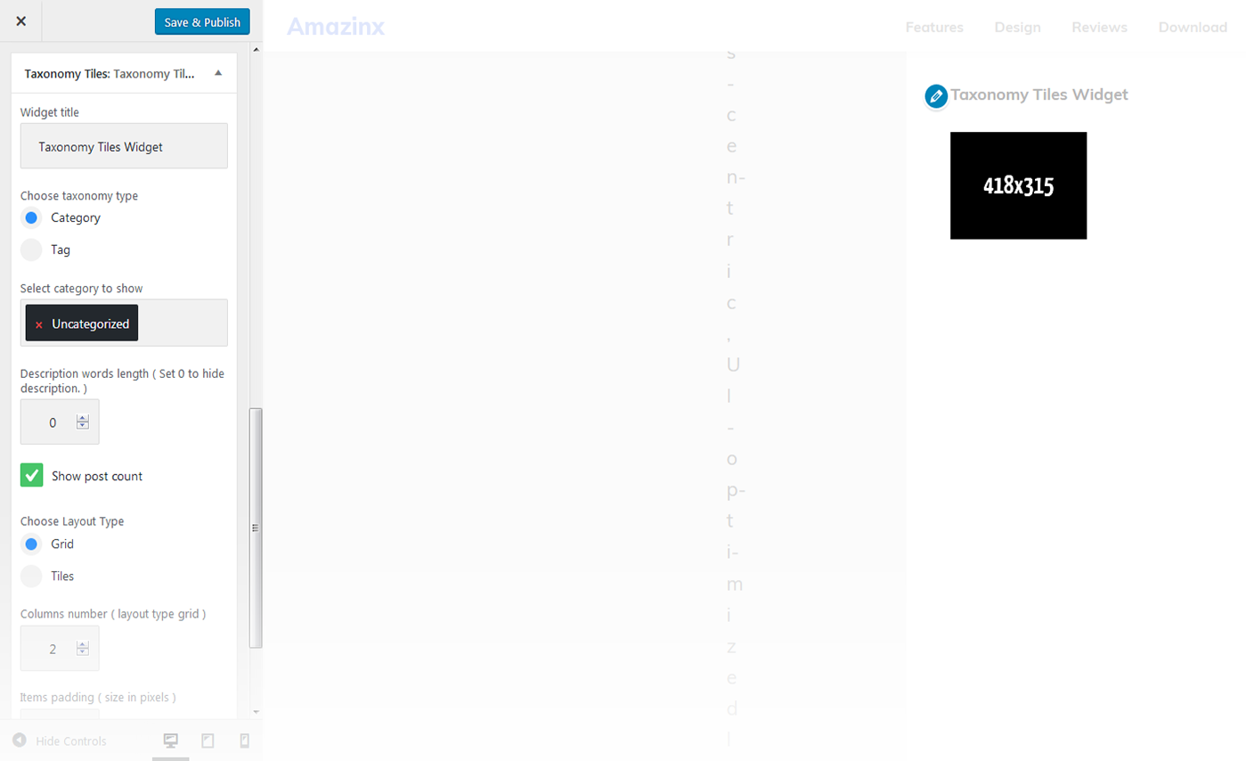 Menu Settings Screen