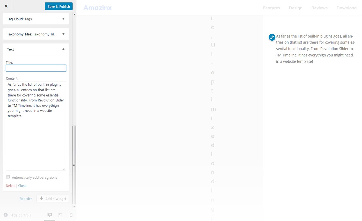 Menu Settings Screen