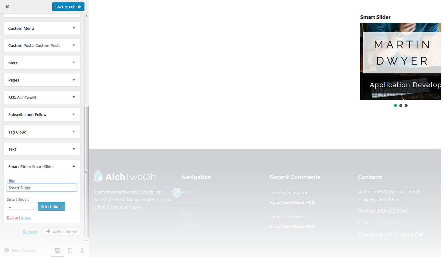 Menu Settings Screen