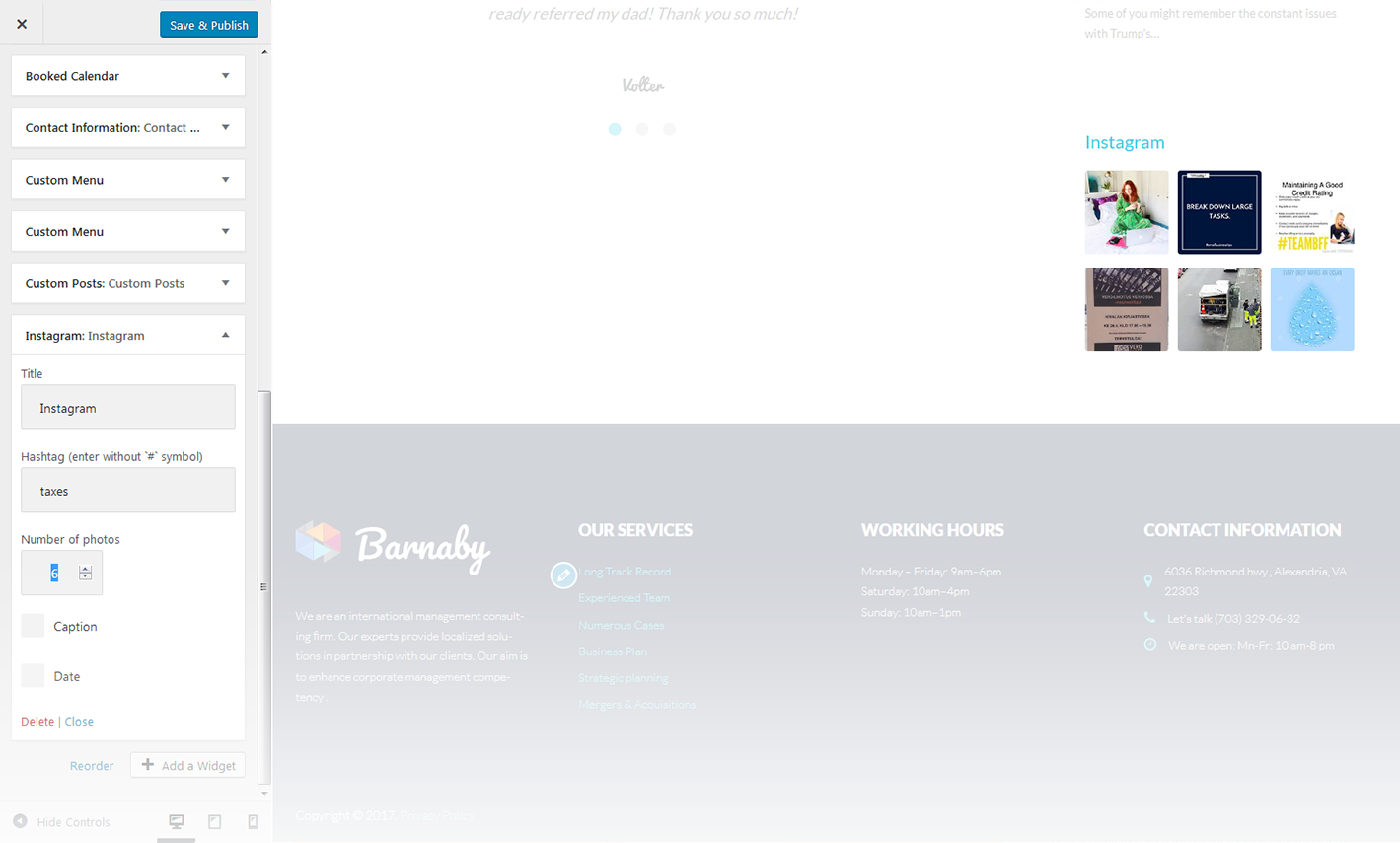 Menu Settings Screen