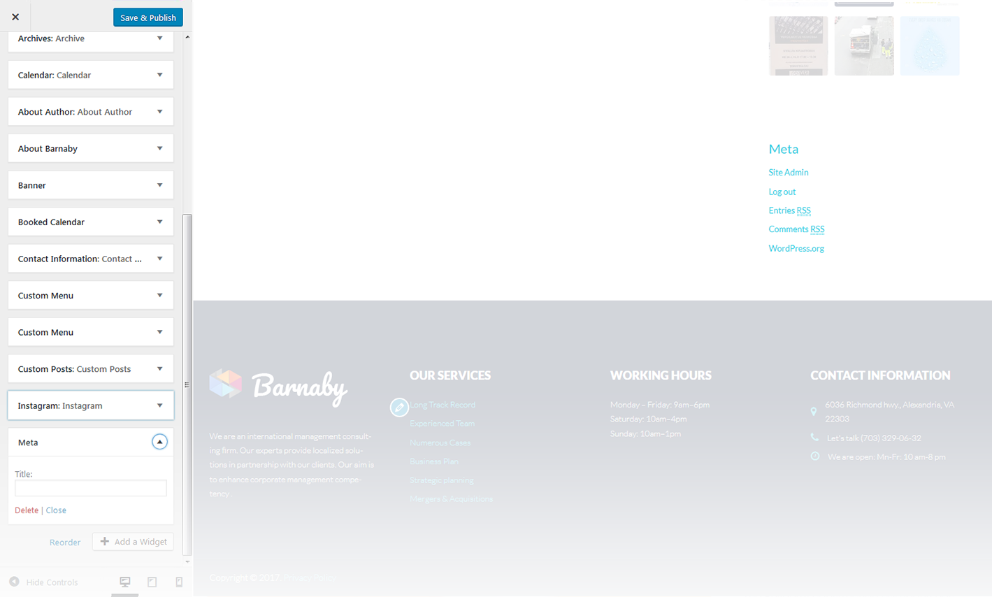 Menu Settings Screen