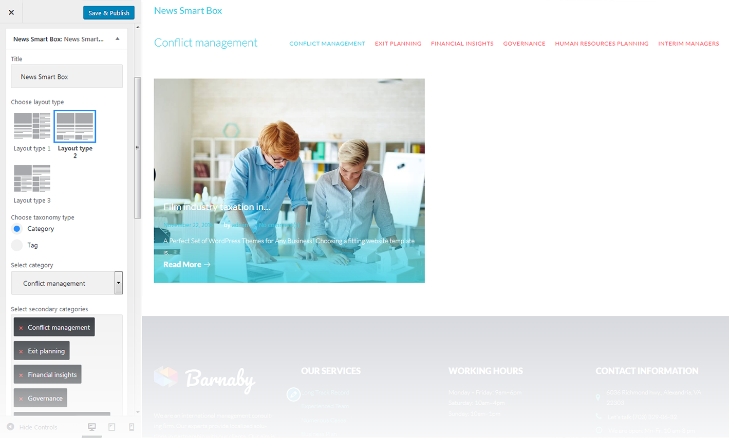 Menu Settings Screen