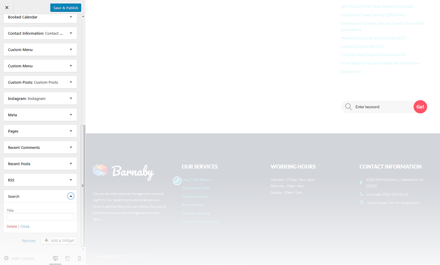 Menu Settings Screen