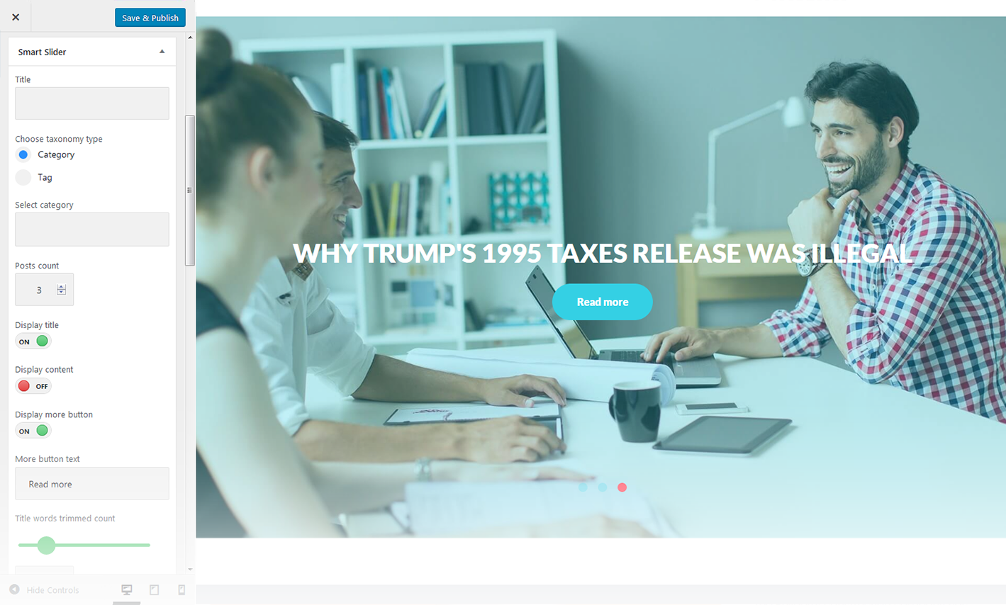 Menu Settings Screen
