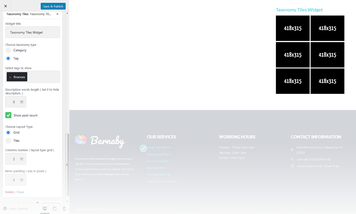 Menu Settings Screen