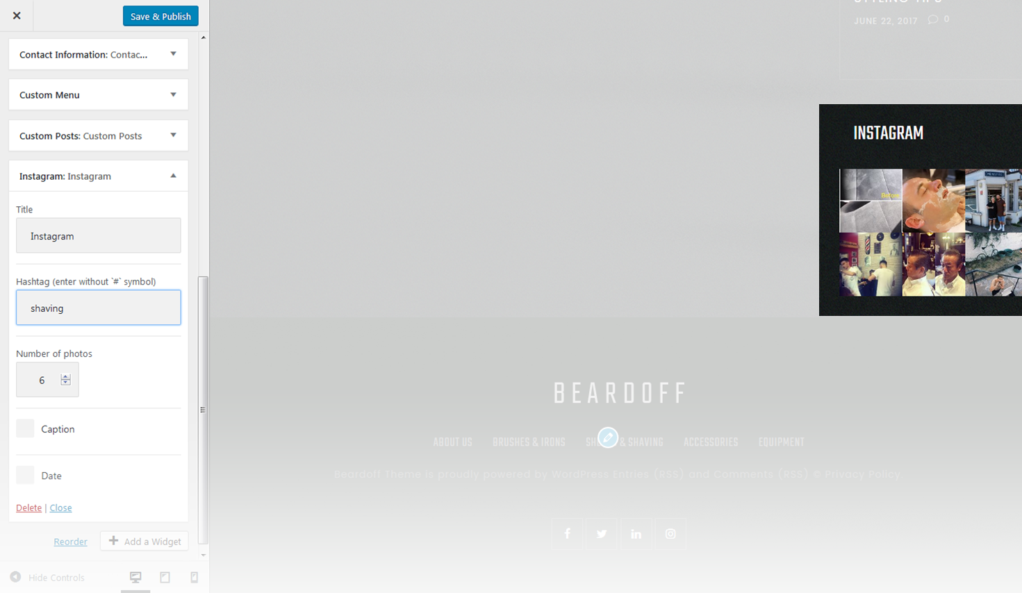 Menu Settings Screen