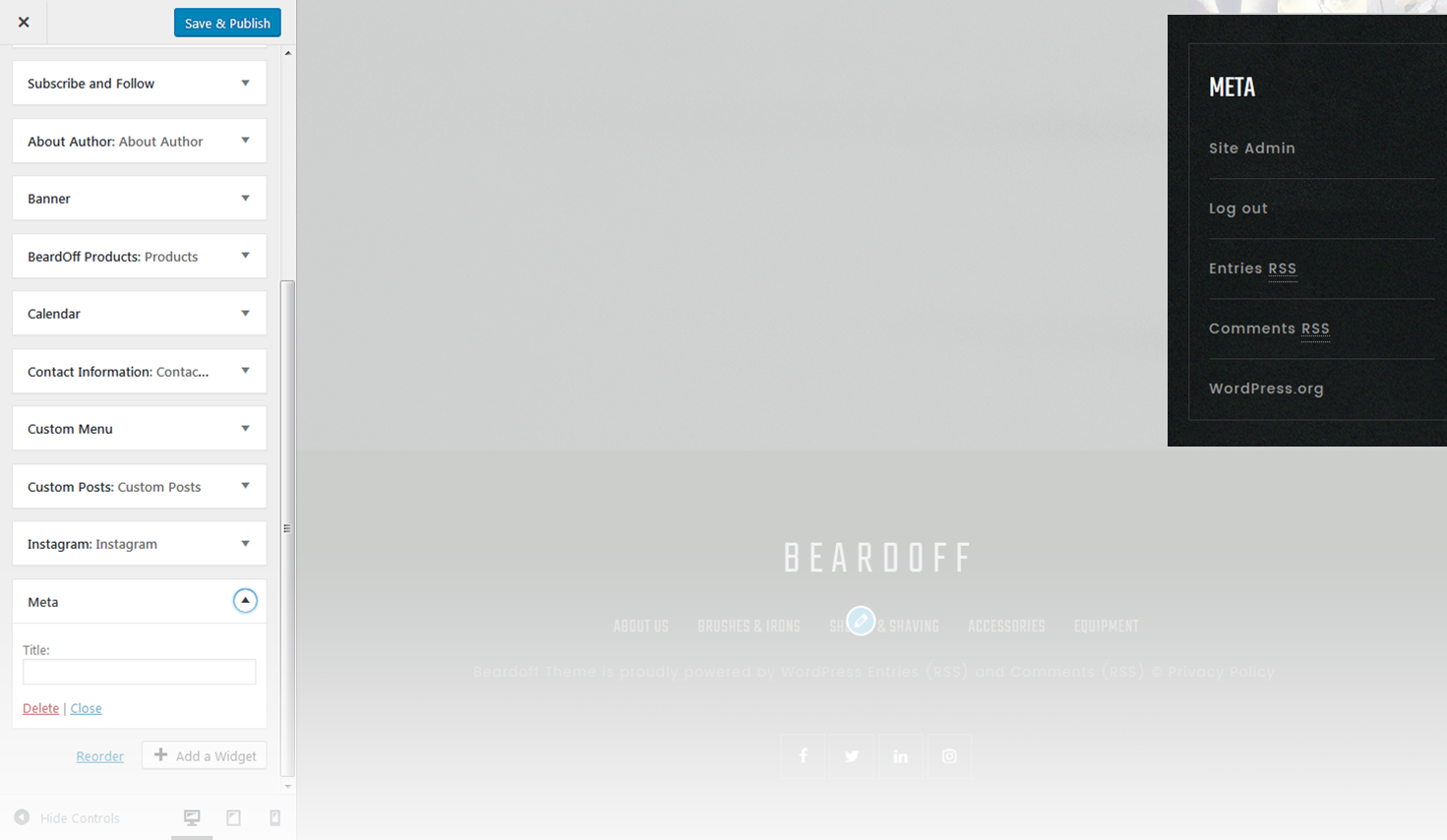Menu Settings Screen