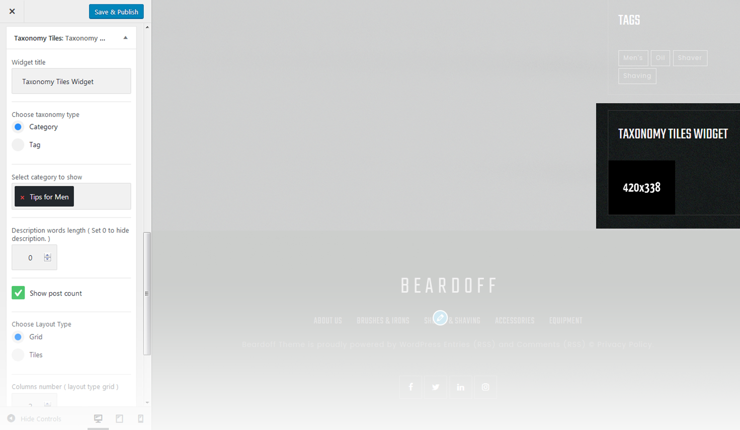 Menu Settings Screen