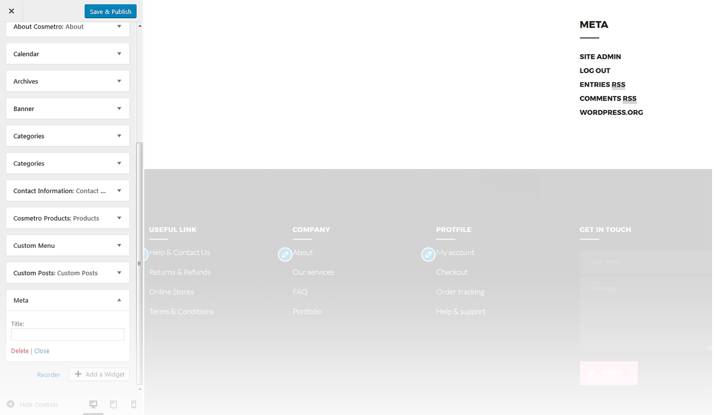 Menu Settings Screen