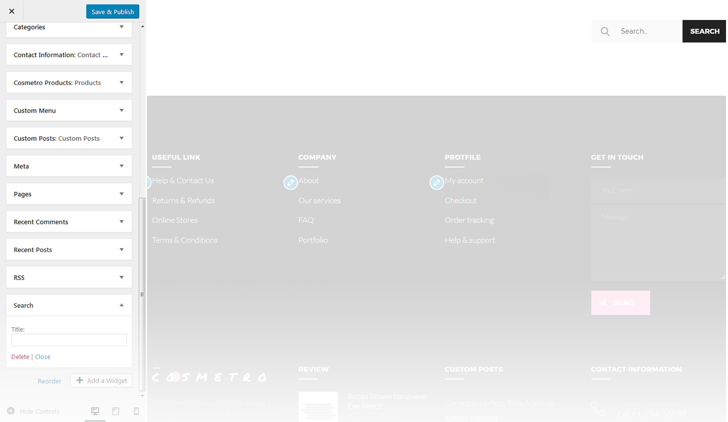 Menu Settings Screen