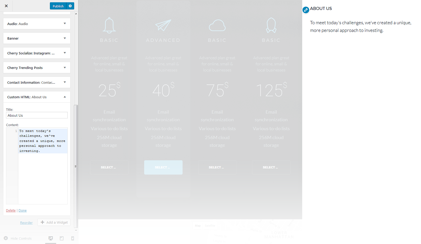 Menu Settings Screen