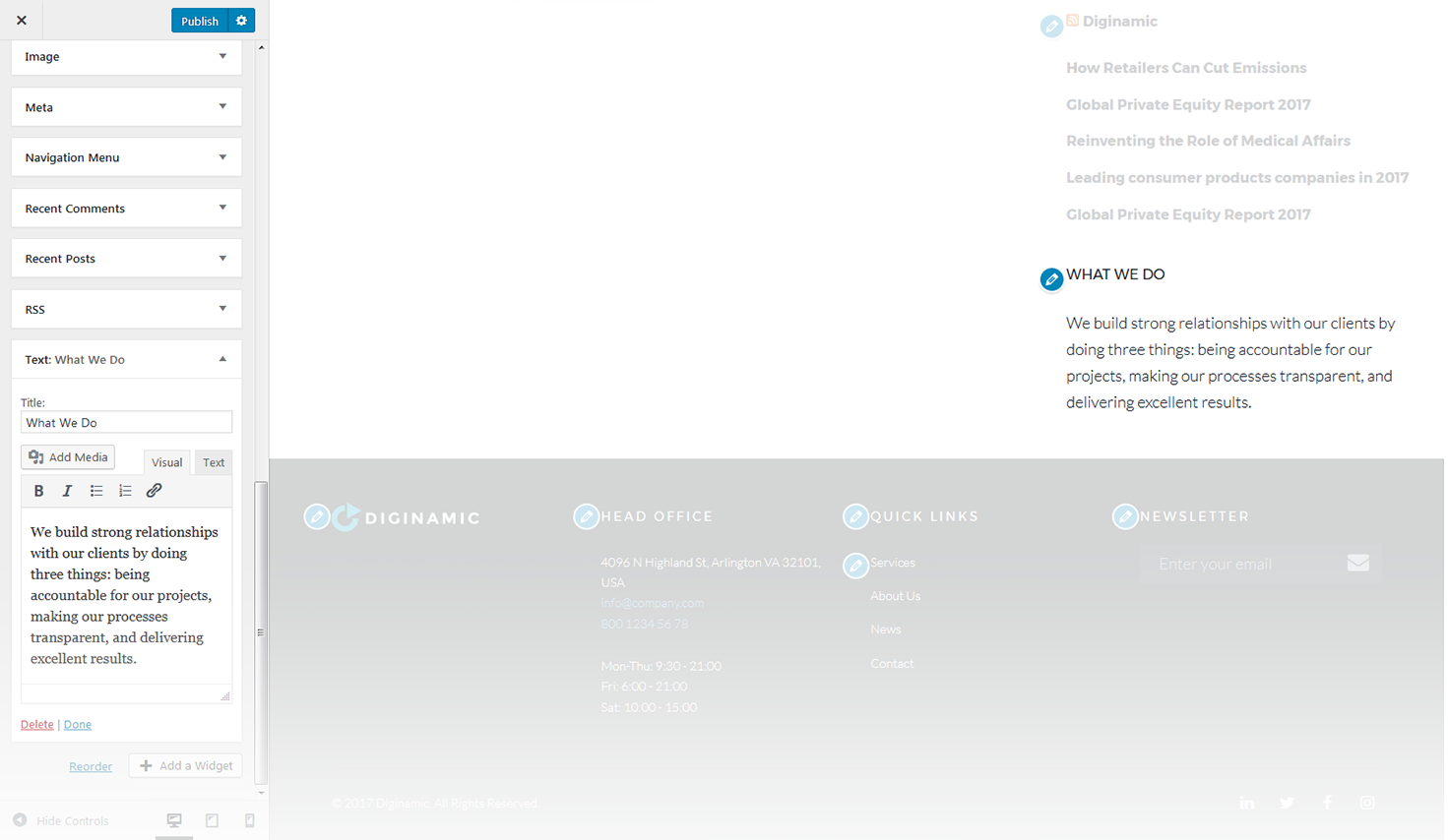 Menu Settings Screen