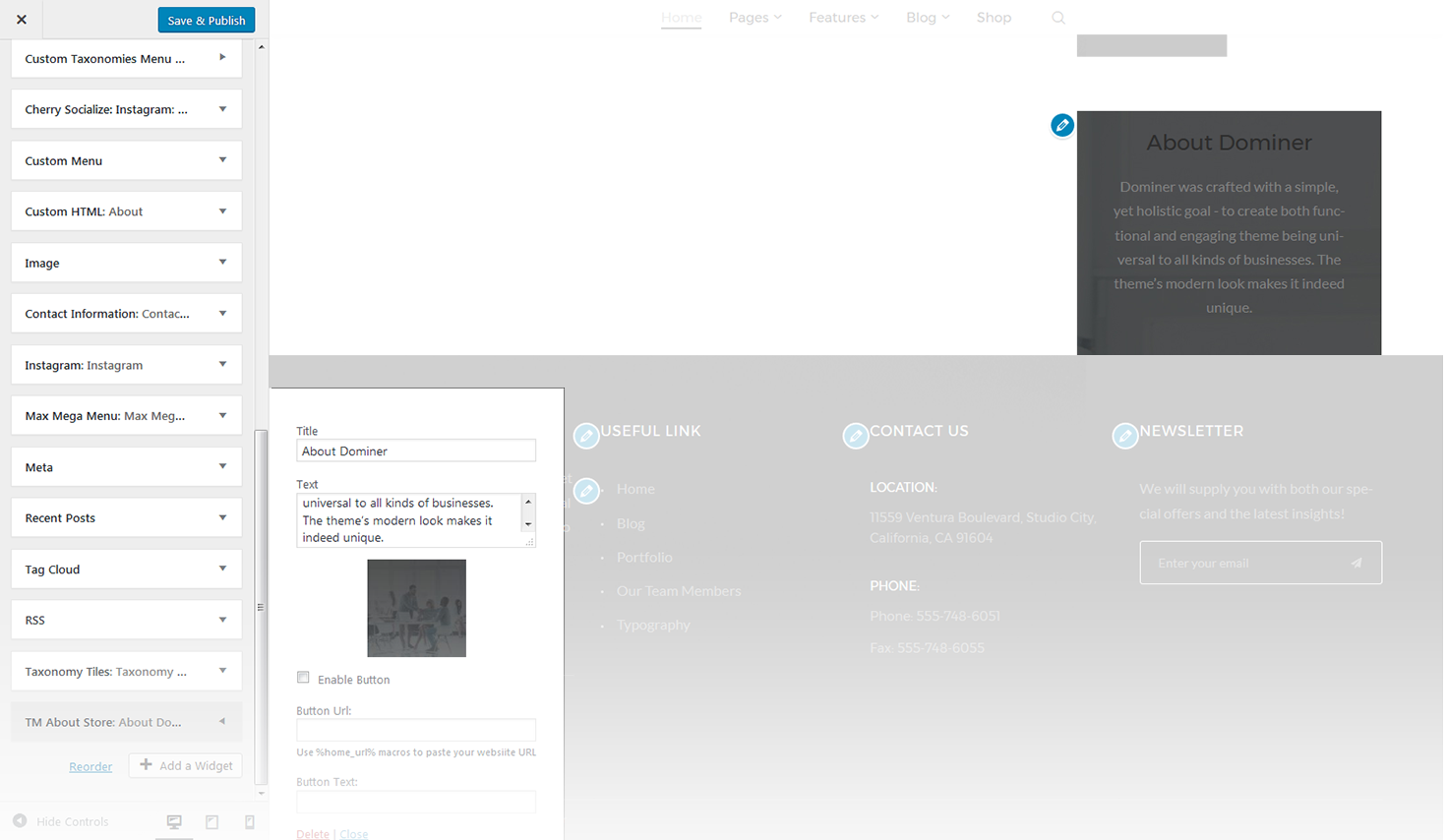 Menu Settings Screen