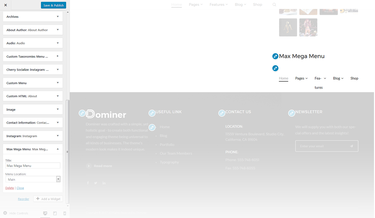 Menu Settings Screen