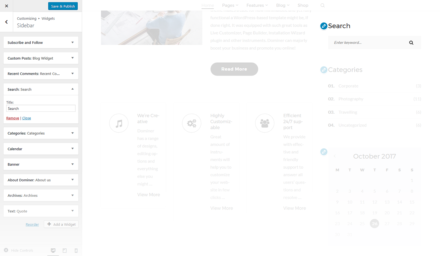 Menu Settings Screen