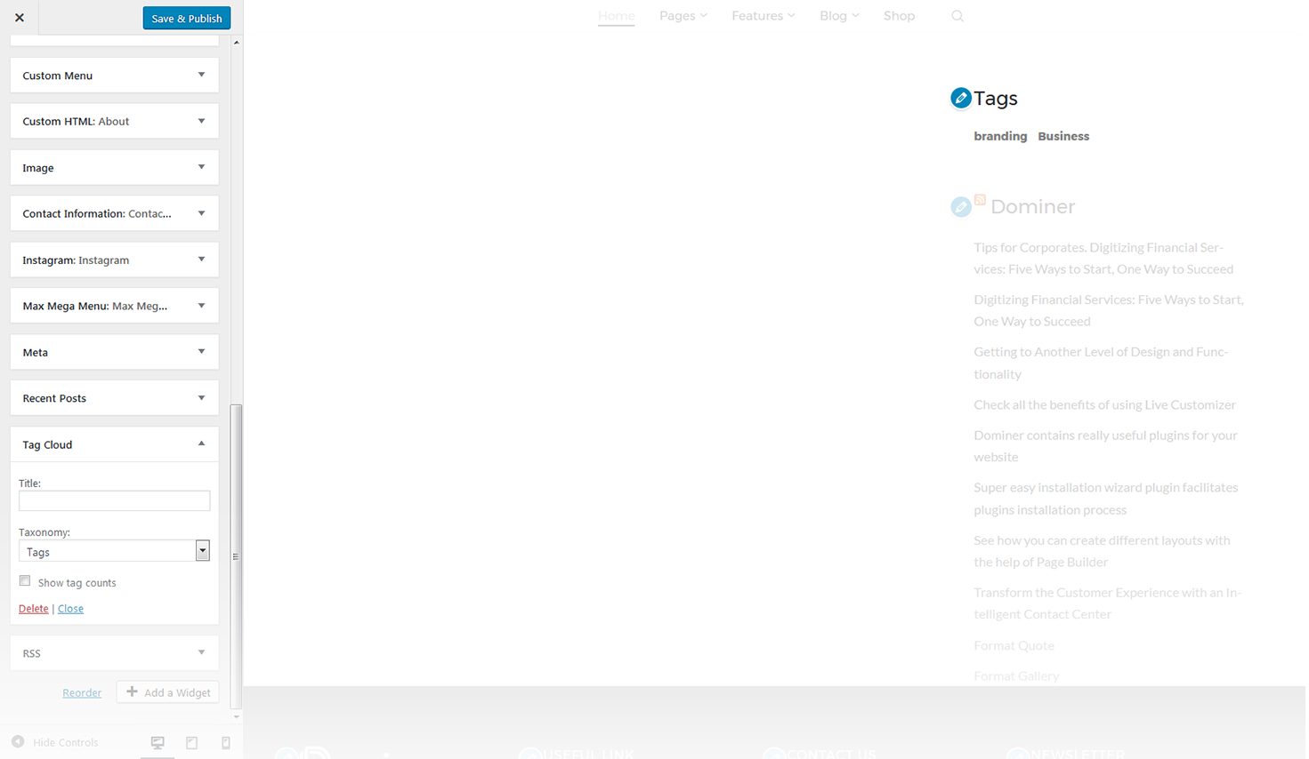 Menu Settings Screen