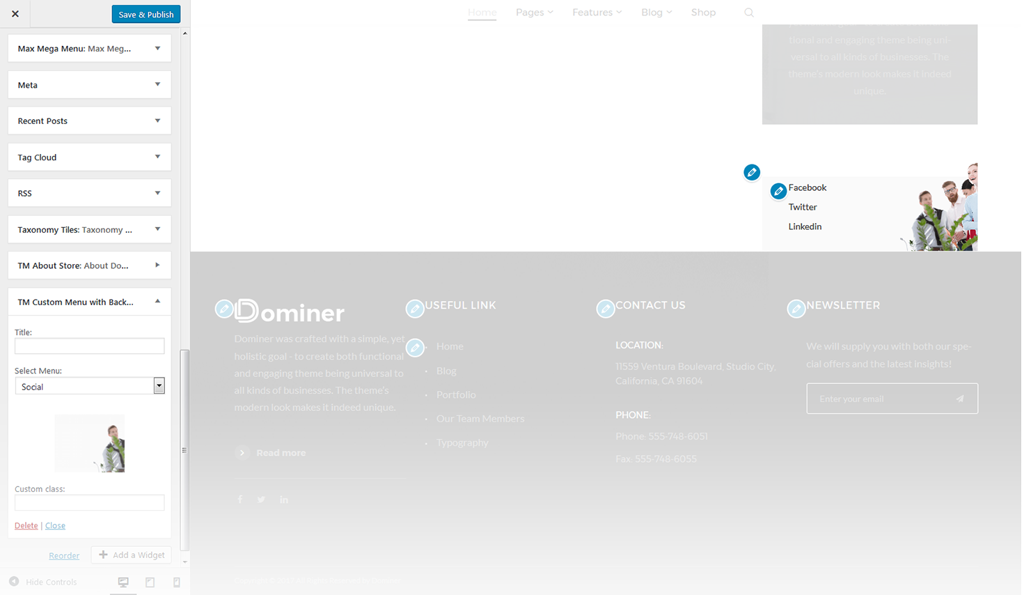 Menu Settings Screen