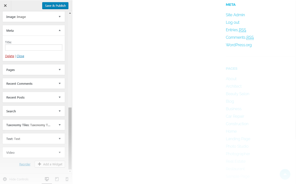 Menu Settings Screen