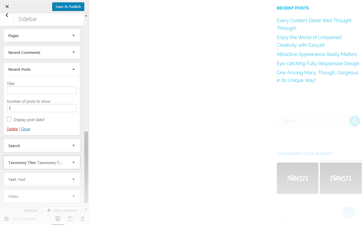 Menu Settings Screen