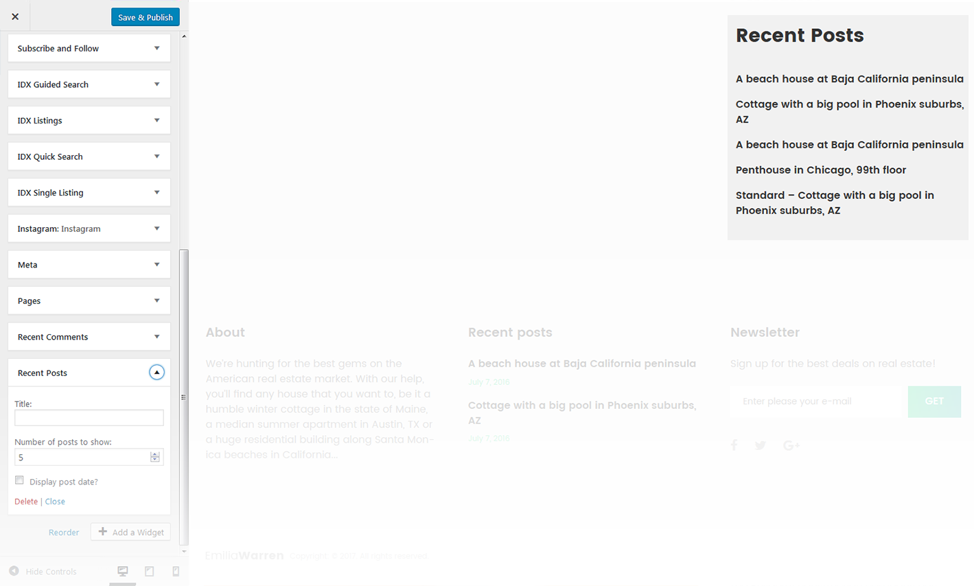 Menu Settings Screen