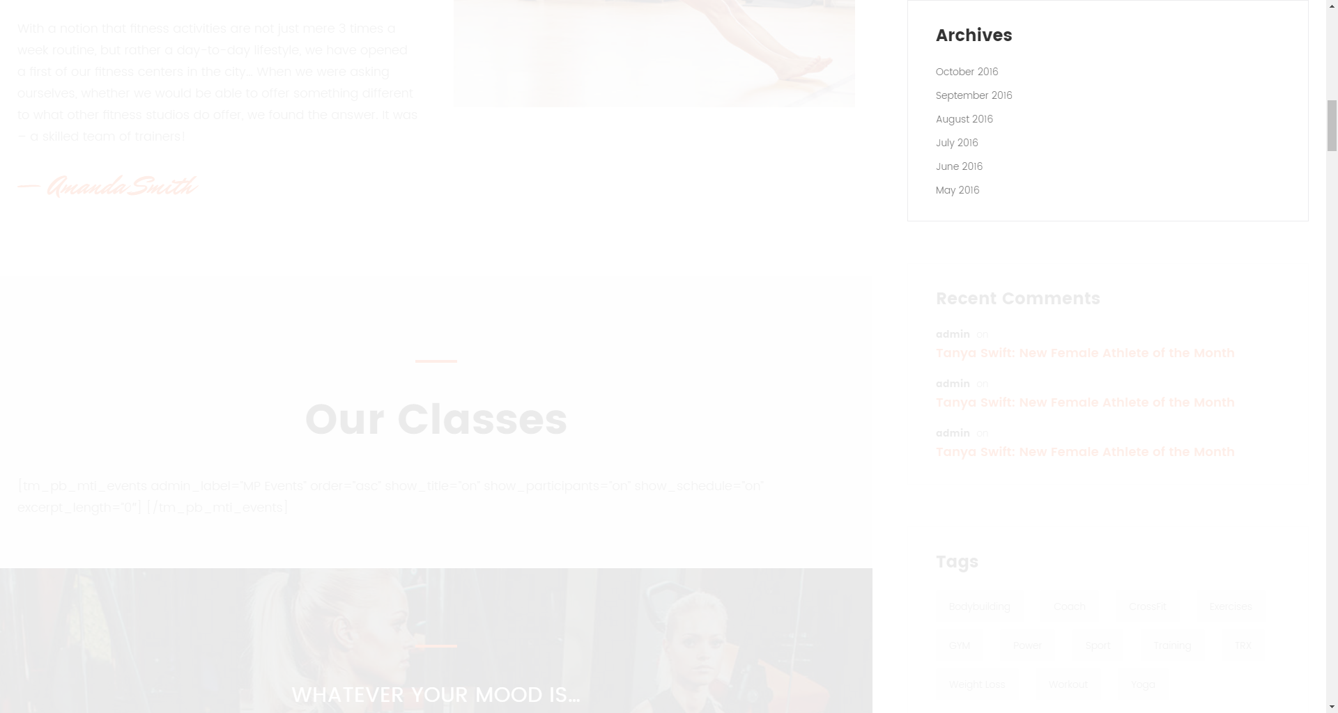 Archives widget