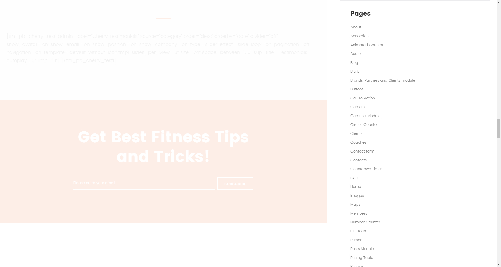 Pages widget