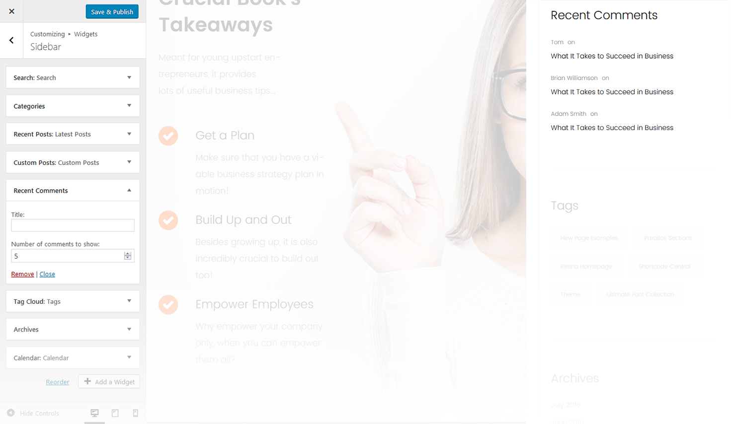 Menu Settings Screen