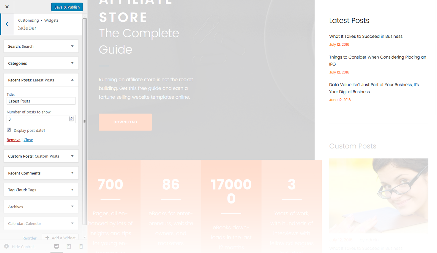 Menu Settings Screen