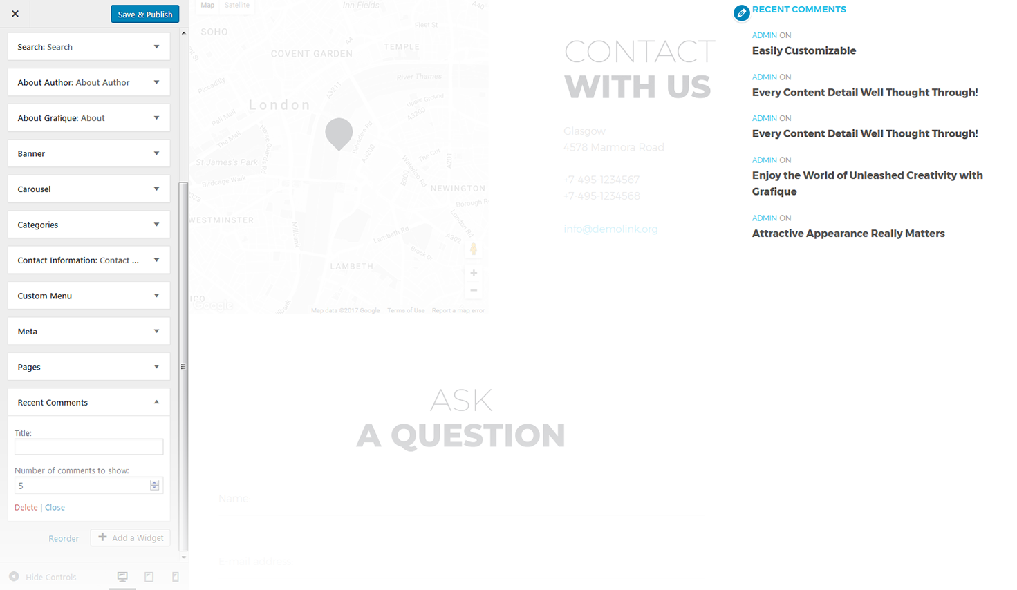 Menu Settings Screen