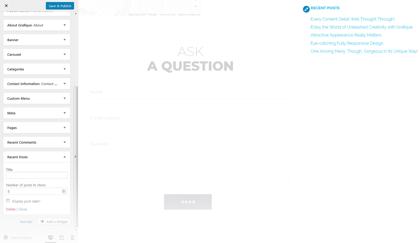 Menu Settings Screen