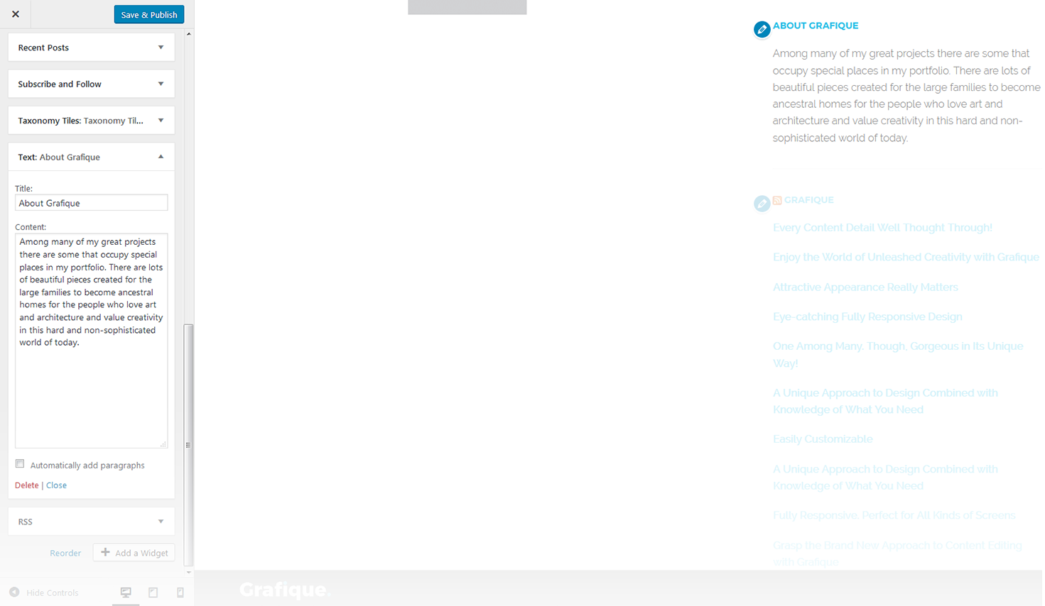 Menu Settings Screen