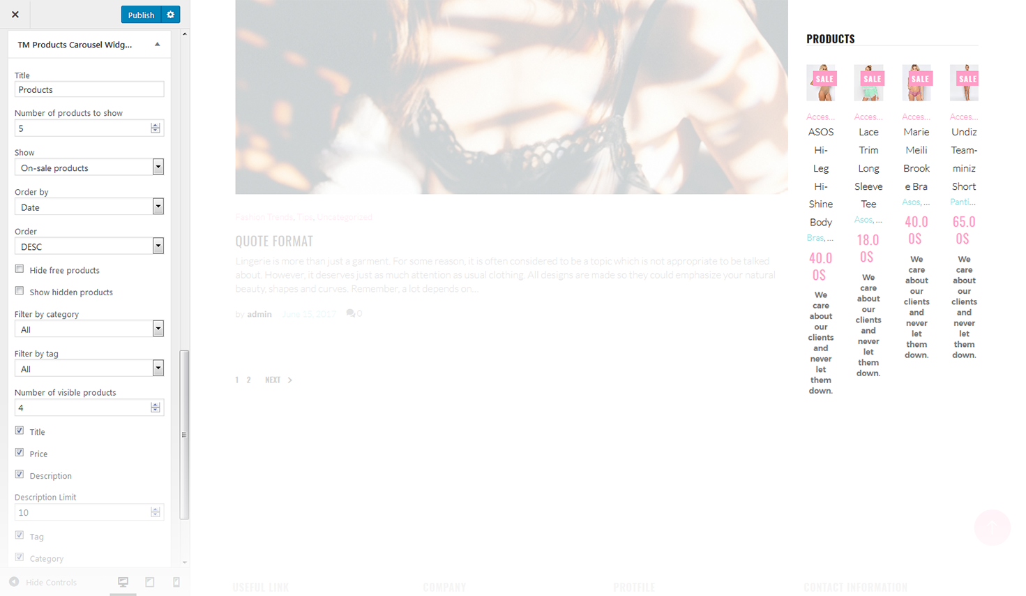 Menu Settings Screen