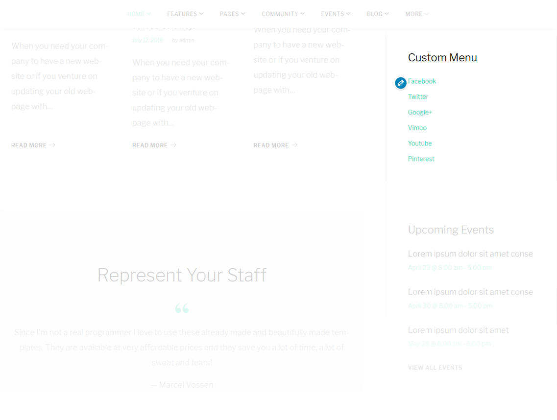 Menu Settings Screen