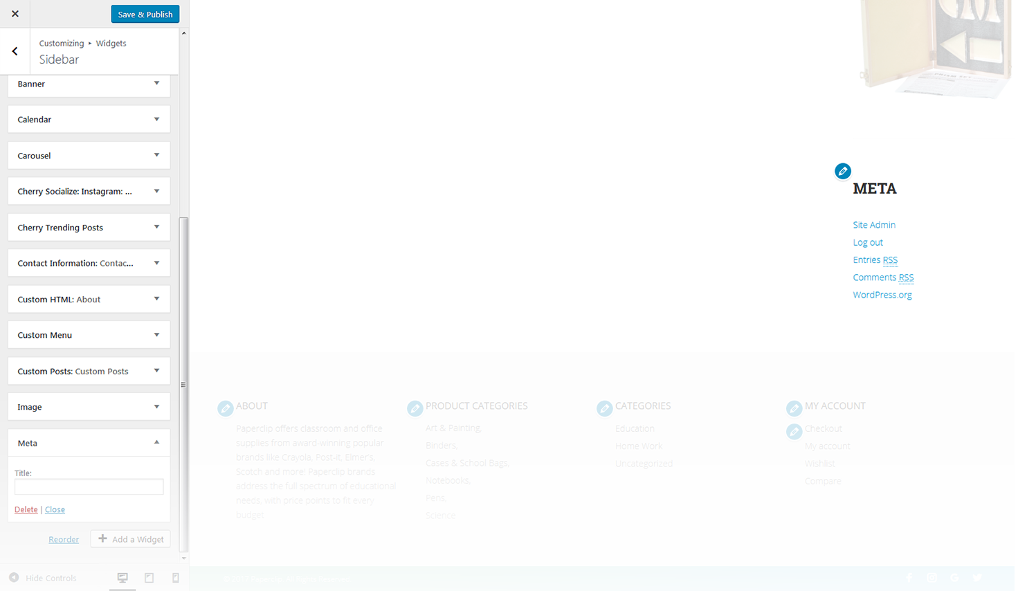 Menu Settings Screen