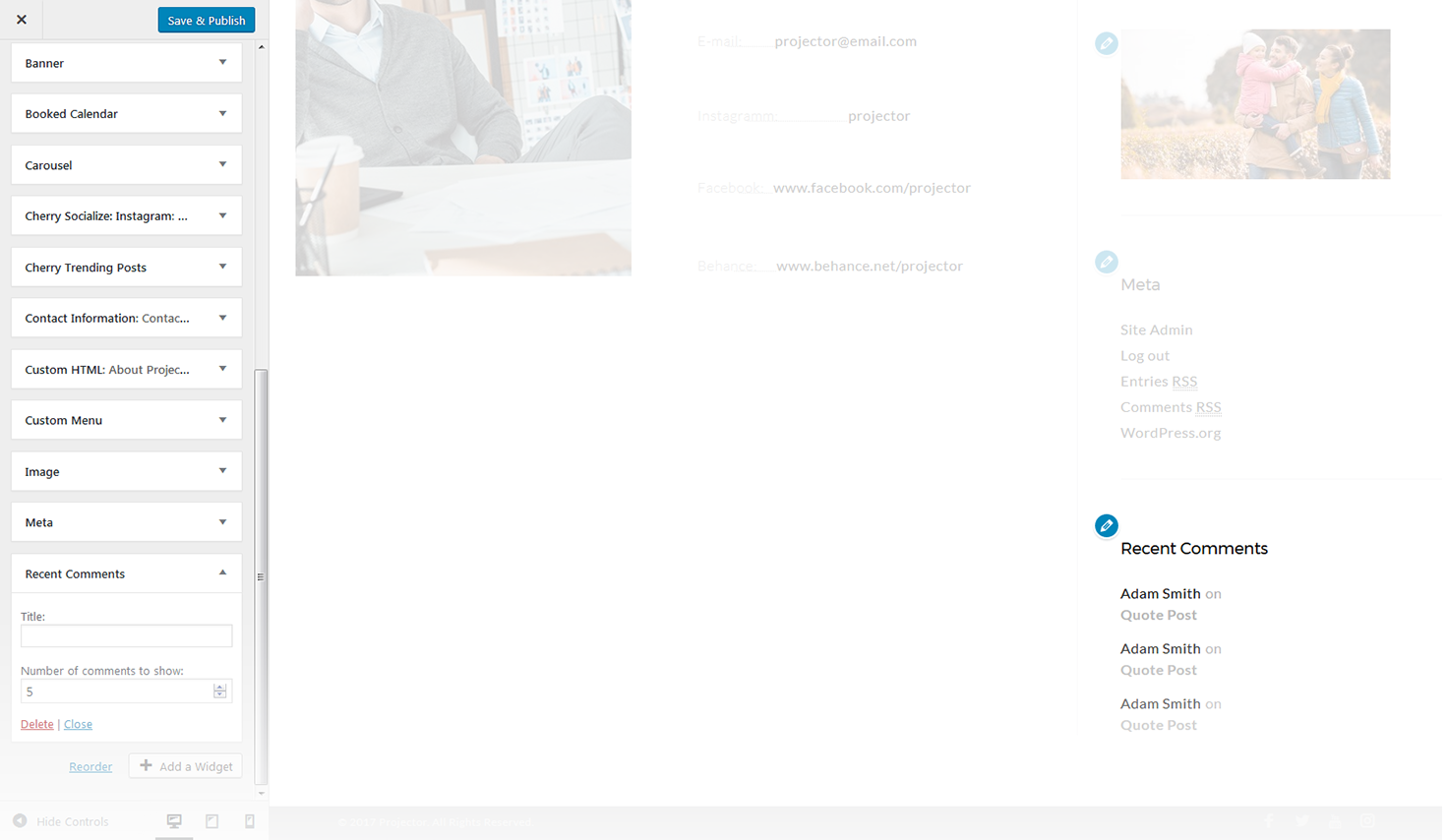Menu Settings Screen
