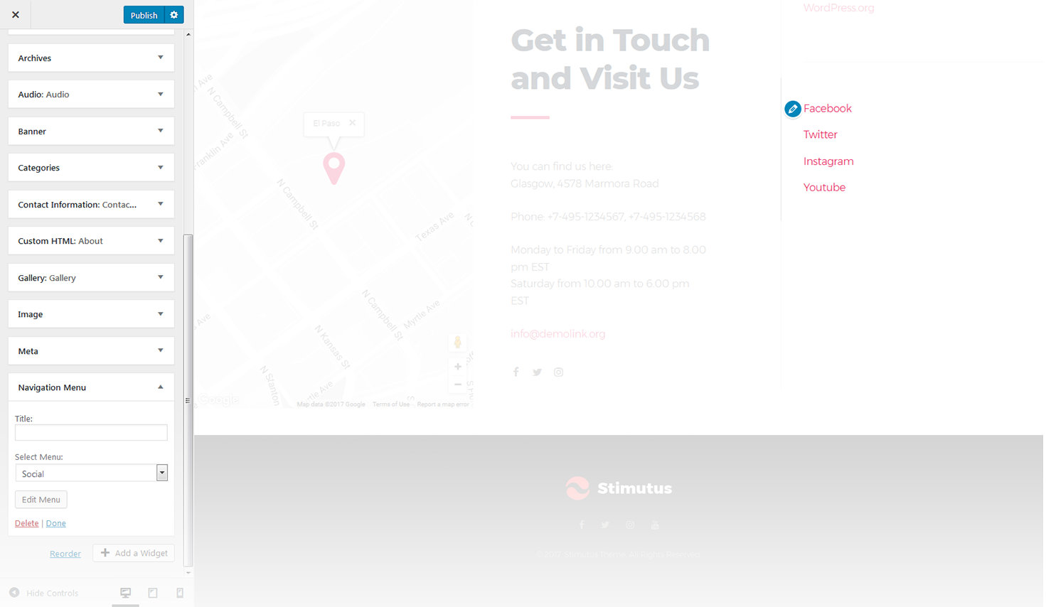 Menu Settings Screen