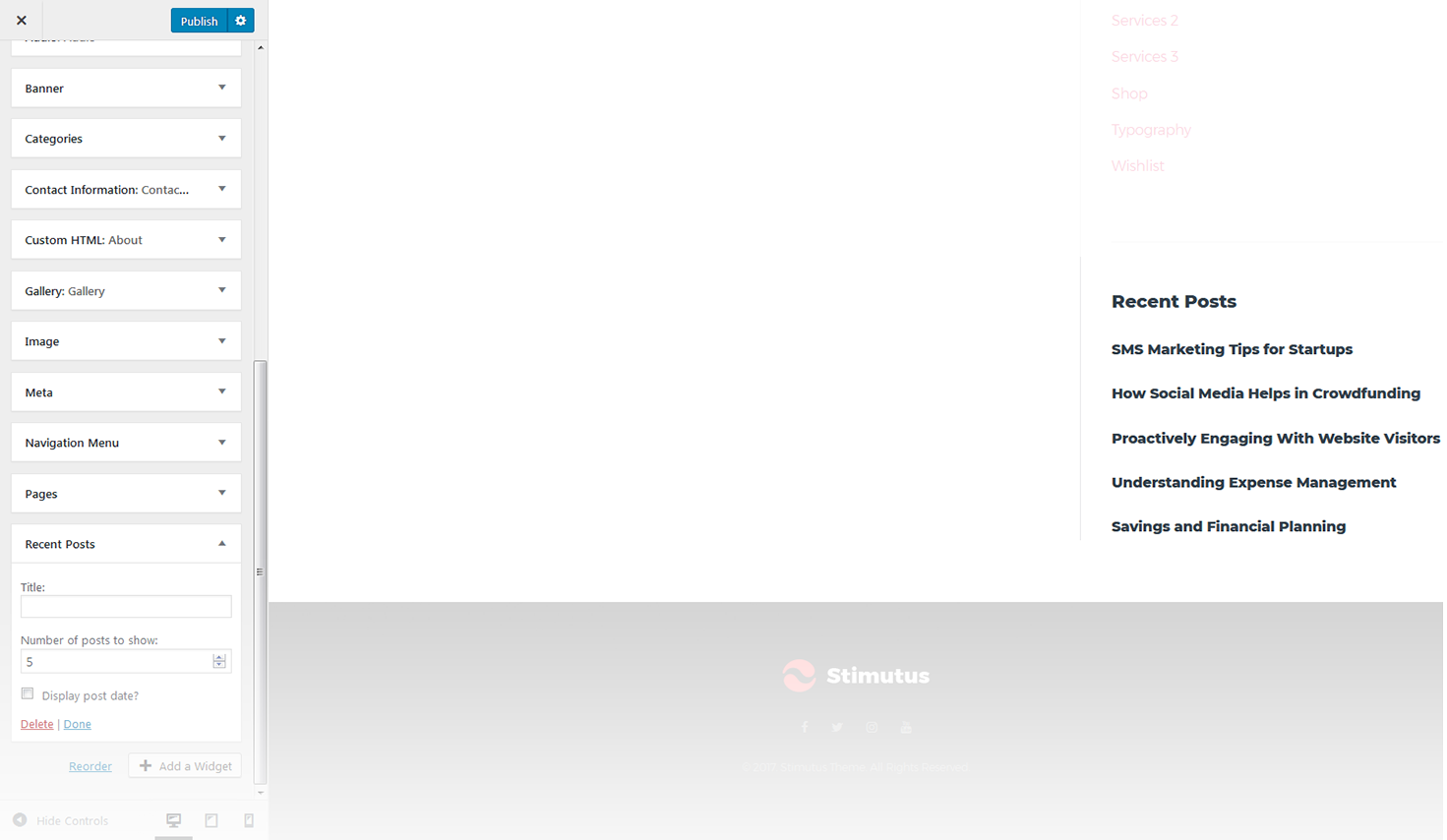 Menu Settings Screen
