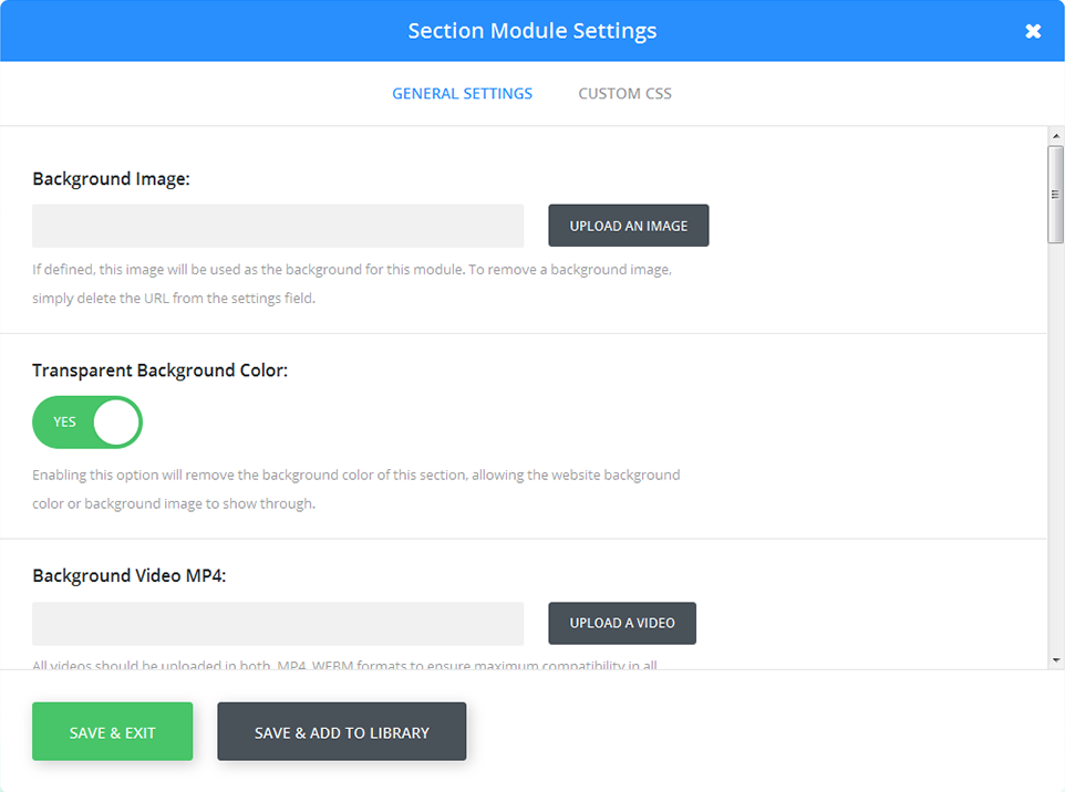 Section Module Settings