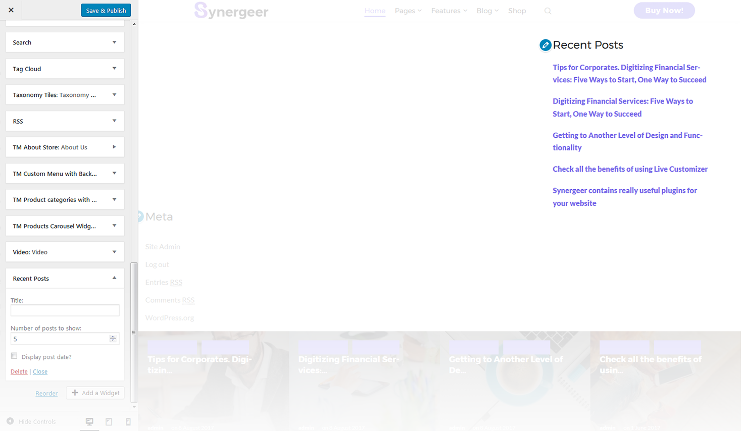 Menu Settings Screen