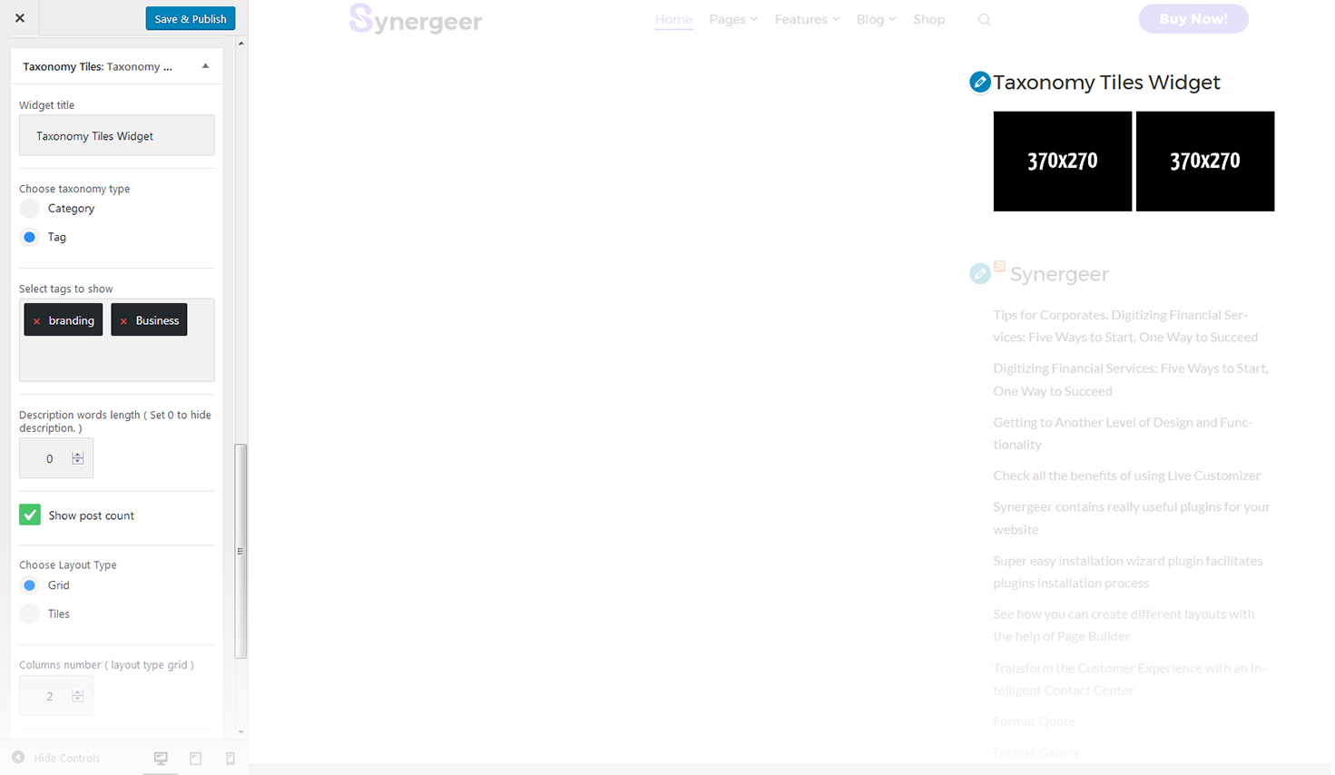 Menu Settings Screen