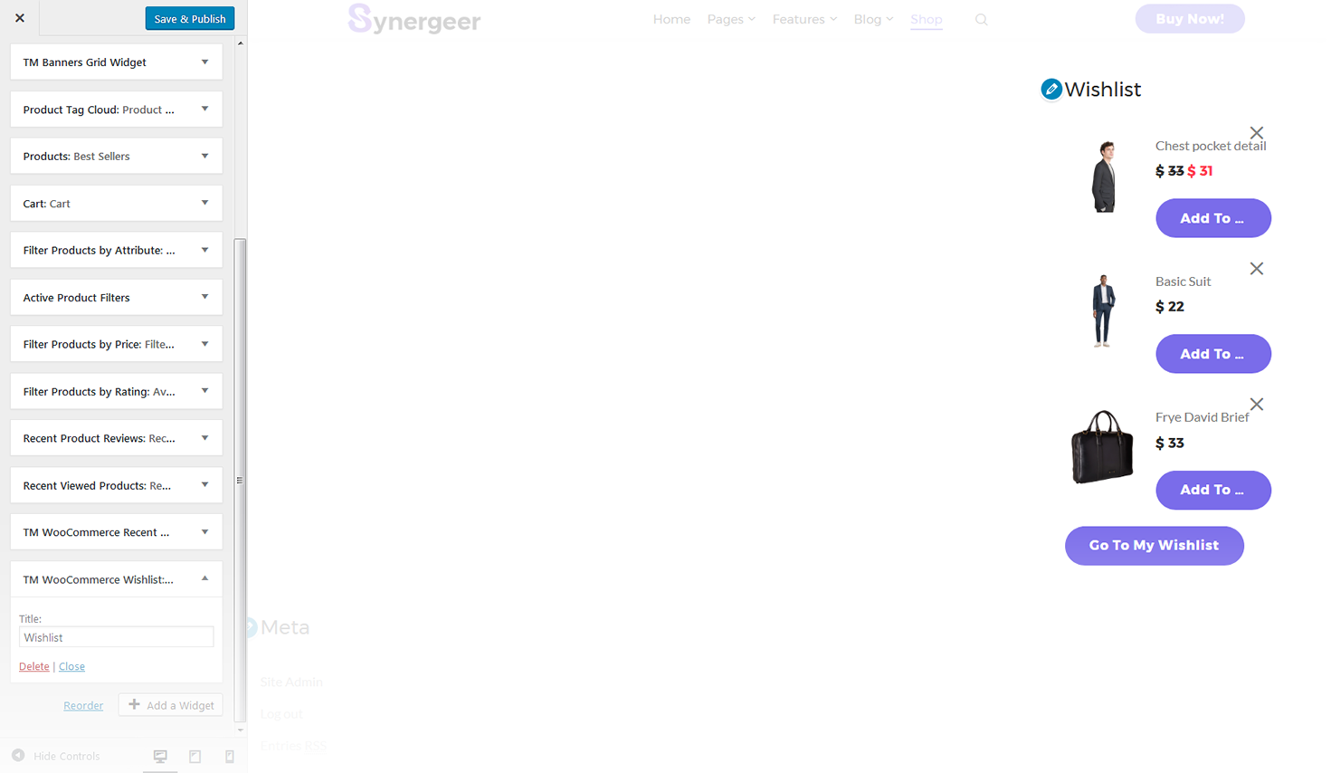 Menu Settings Screen