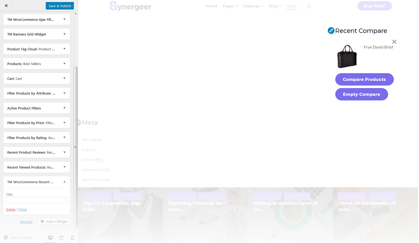 Menu Settings Screen